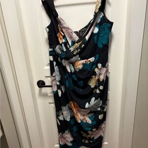City Chic One Shoulder Floral Dress - Black and Multicolor
